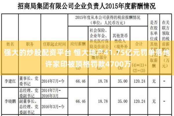 强大的炒股配资平台 恒大地产41.75亿元罚单落地 许家印被顶格罚款4700万