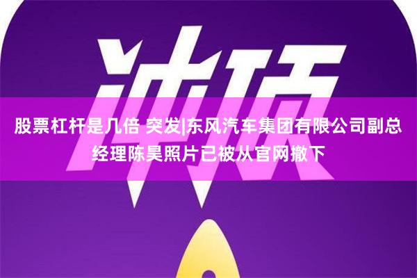 股票杠杆是几倍 突发|东风汽车集团有限公司副总经理陈昊照片已被从官网撤下