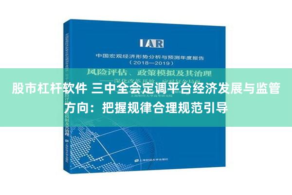 股市杠杆软件 三中全会定调平台经济发展与监管方向：把握规律合理规范引导