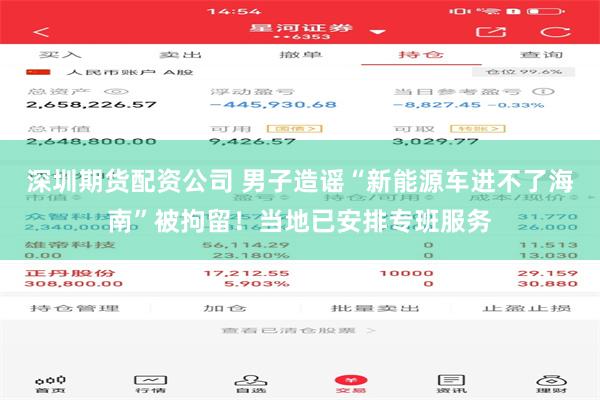 深圳期货配资公司 男子造谣“新能源车进不了海南”被拘留！当地已安排专班服务